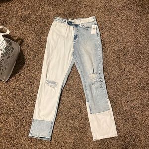 Buckle bridge by gly, color blocked mom jean